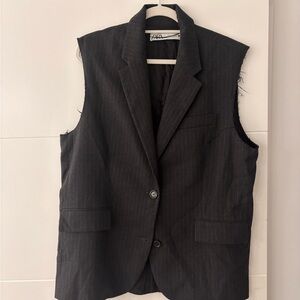 Zara Women’s Charcoal Pinstripe Vest